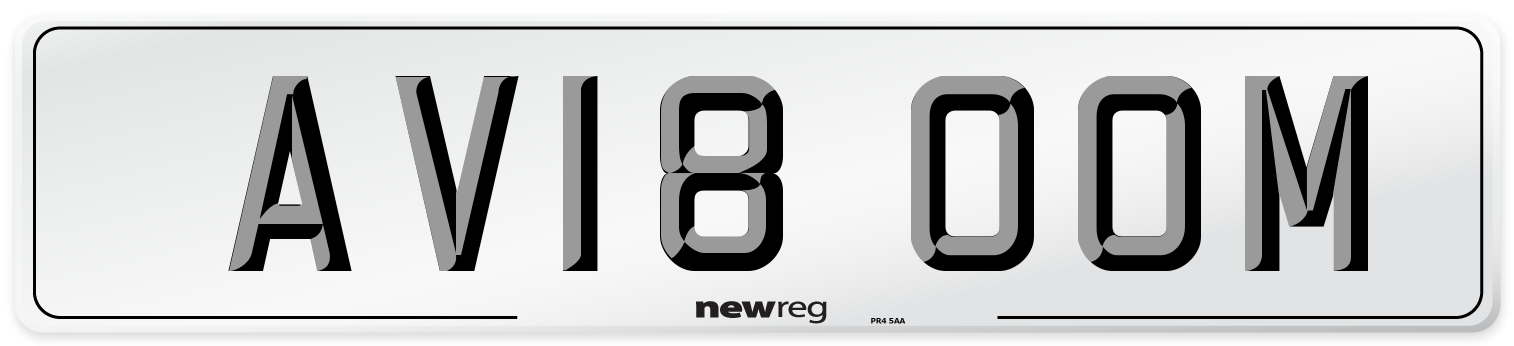 AV18 OOM Number Plate from New Reg